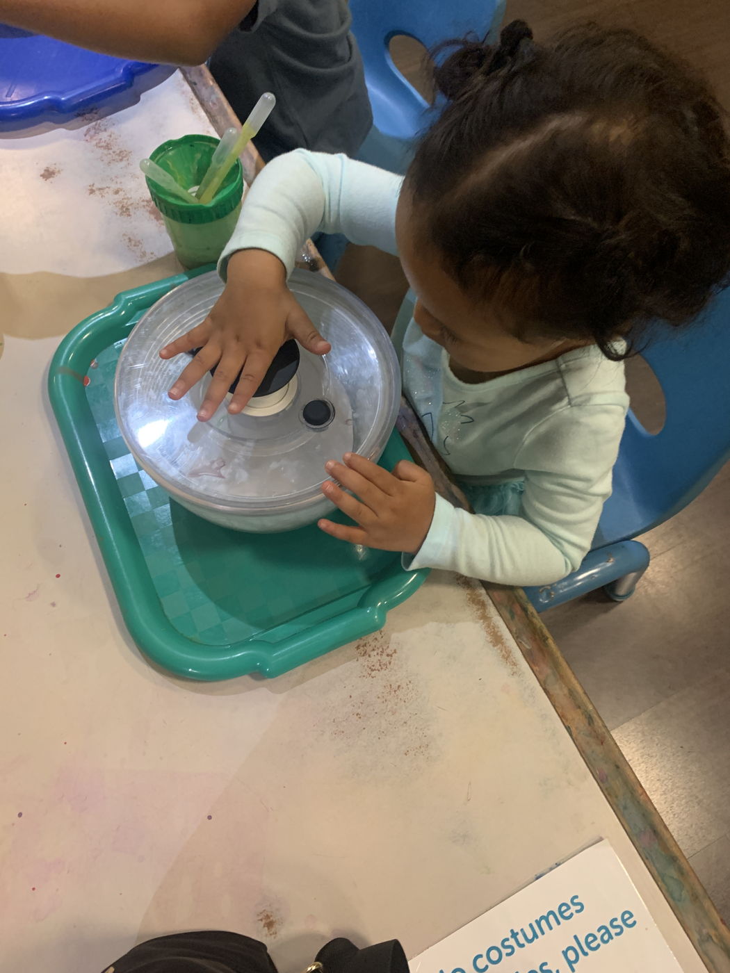 Splatter painting with a spinning bowl